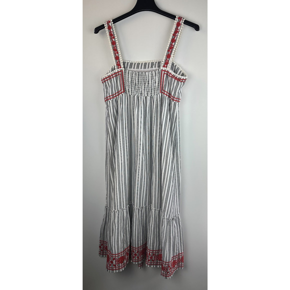 Kate Spade x Broome Street Sleeveless Midi Dress Floral Embroidered Stripe Large - Picture 9 of 16